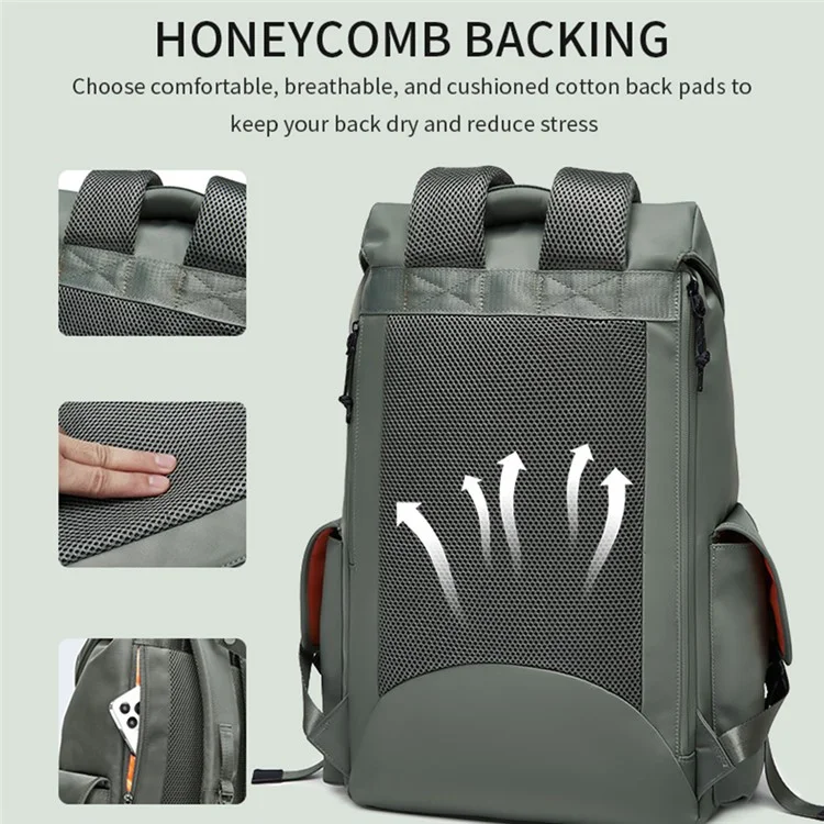 Nylon College Student Book Bag Travel Backpack 16-Inch Laptop Shoulders Bag - Army Green