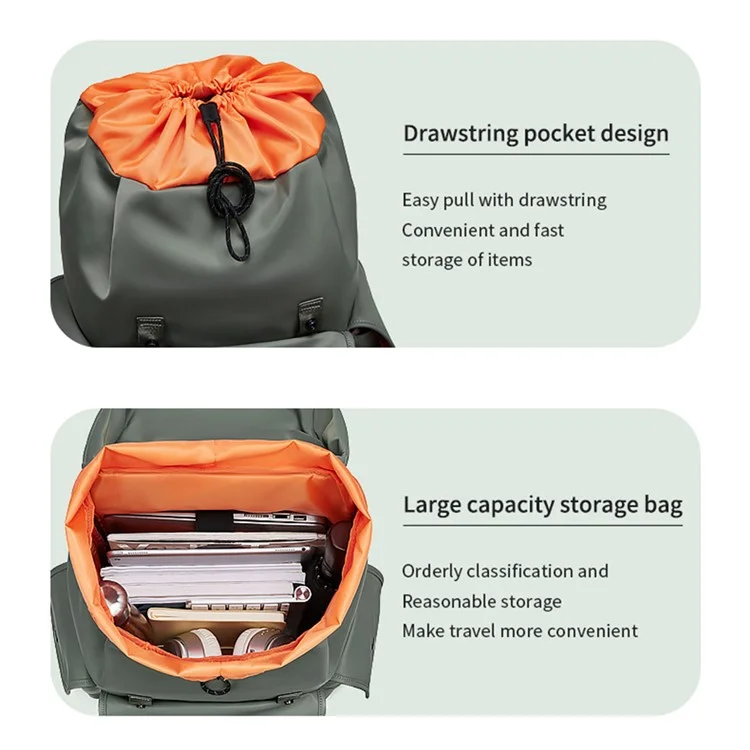 Nylon College Student Book Bag Travel Backpack 16-Inch Laptop Shoulders Bag - Army Green