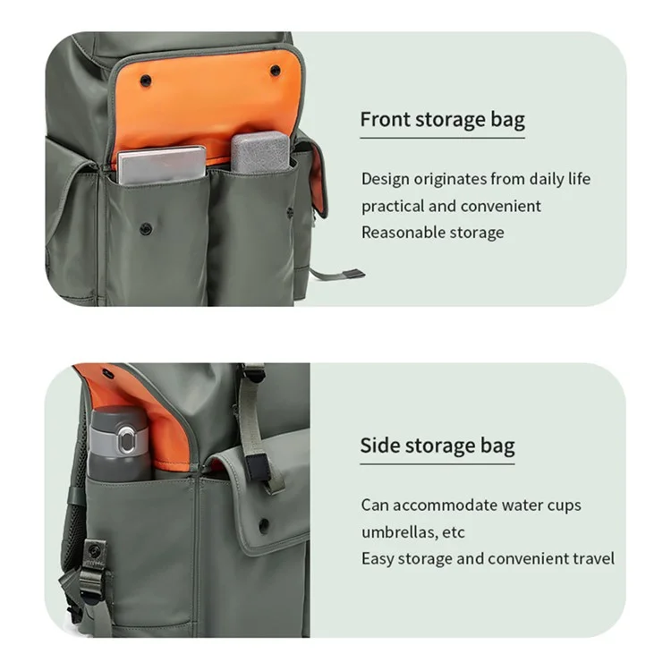 Nylon College Student Book Bag Travel Backpack 16-Inch Laptop Shoulders Bag - Army Green