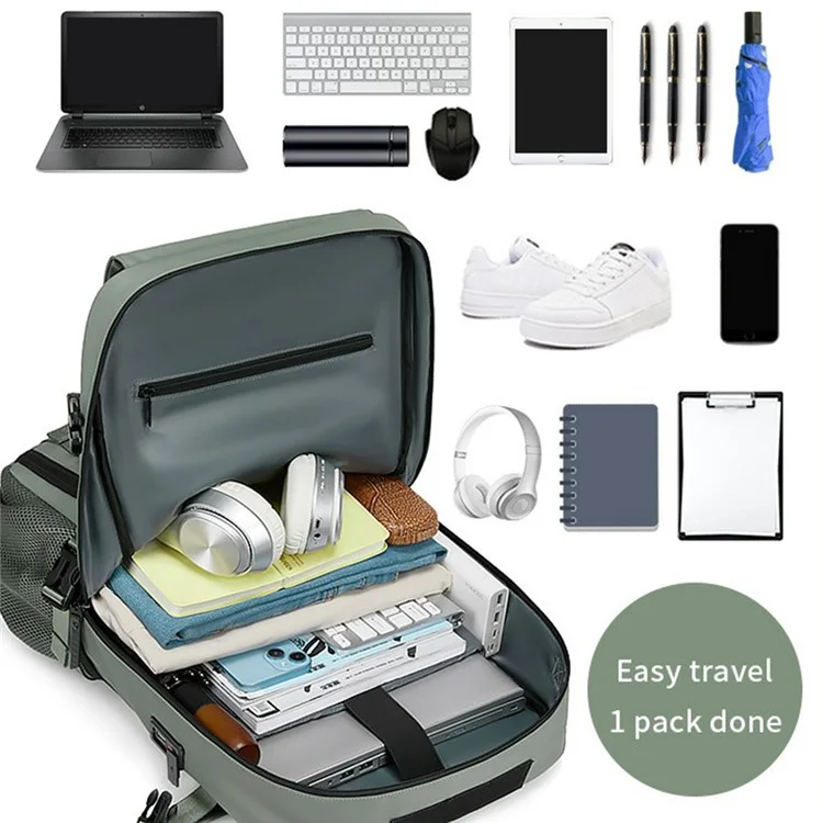 OUTWALK Men's Backpack Business Briefcase Crossbody Bag Large Messenger Bag - Army Green