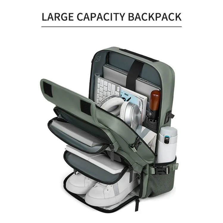 OUTWALK Men's Backpack Business Briefcase Crossbody Bag Large Messenger Bag - Army Green
