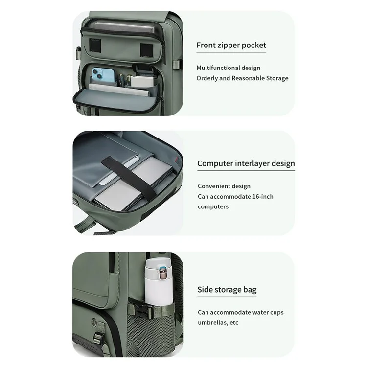 OUTWALK Men's Backpack Business Briefcase Crossbody Bag Large Messenger Bag - Army Green