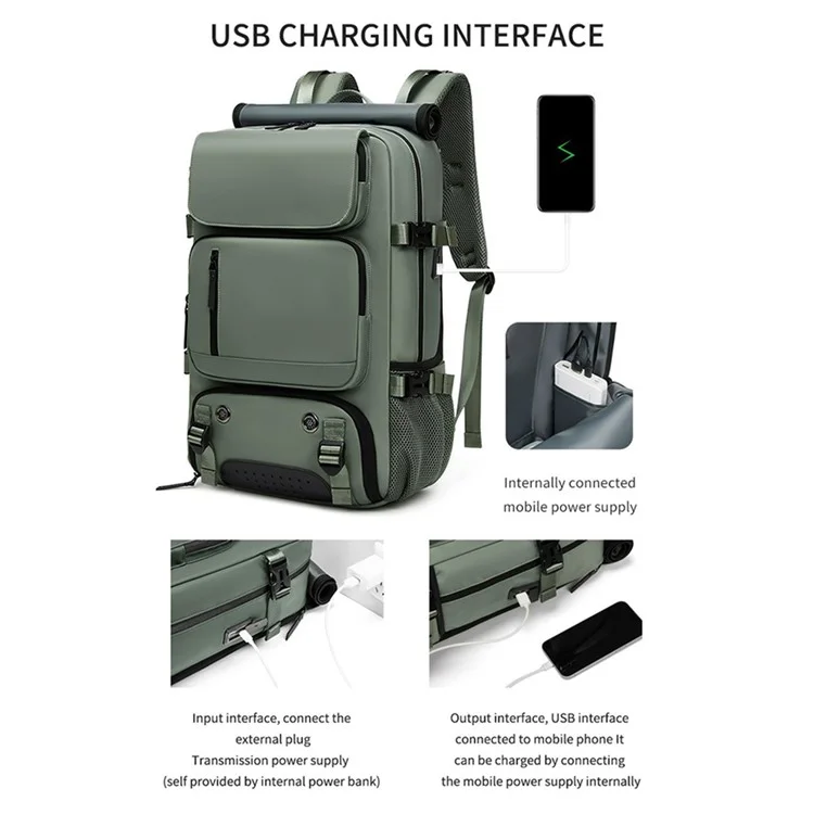 OUTWALK Men's Backpack Business Briefcase Crossbody Bag Large Messenger Bag - Army Green