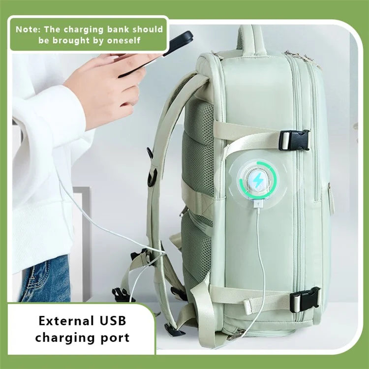 VICTORIATOURIST V7056 Sac à dos de voyage en polyester avec port USB - Vert clair