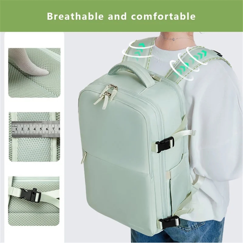 VICTORIATOURIST V7056 Polyester Travel Backpack Dual Shoulder Laptop Bag with USB Port - Black