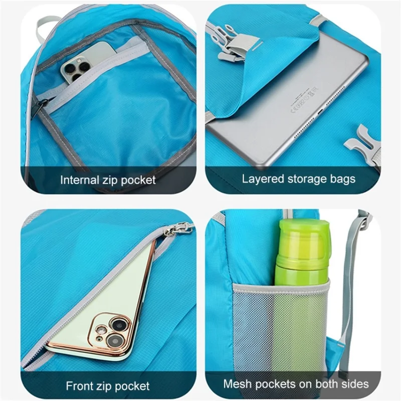 HAWEEL HWL7031 udendørs ekstra let foldbar rygsæk kløbning vandtæt polyester rygsæk - blå