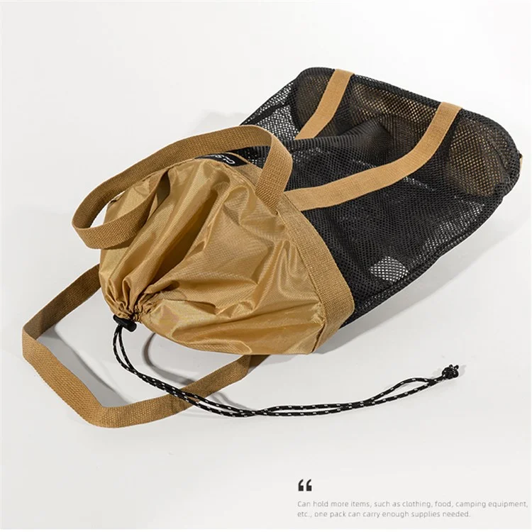 CLS Large Capacity Camping Picnic Beach Mesh Bag Oxford Cloth Travel Shopping Tote Bag - Braun