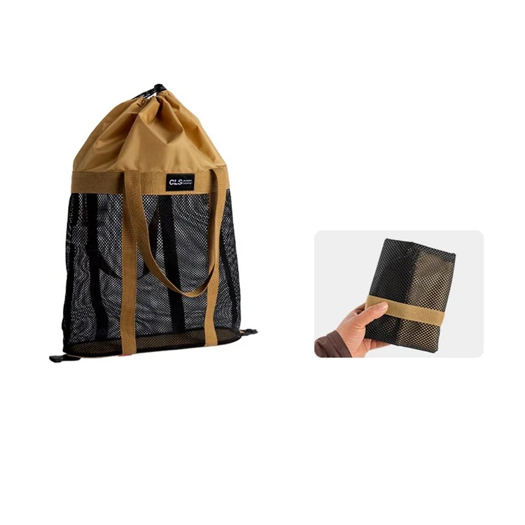 CLS Large Capacity Camping Picnic Beach Mesh Bag Oxford Cloth Travel Shopping Tote Bag - Braun