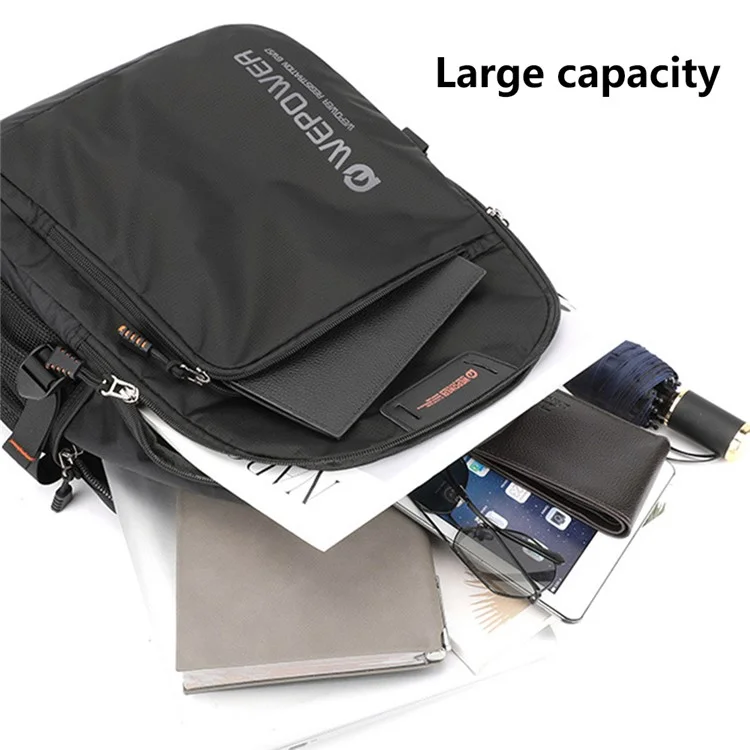 WEPOWER 2301 Laptop-Rucksack, wasserdichter Nylonstoff, große Kapazität, Business-Tagesrucksack - Schwarz