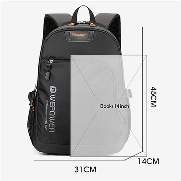 WEPOWER 2301 Laptop-Rucksack, wasserdichter Nylonstoff, große Kapazität, Business-Tagesrucksack - Schwarz