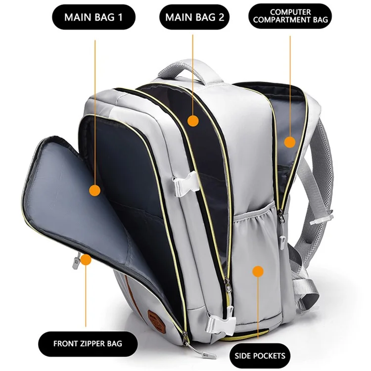 WEIXIER B705 Large Capacity Laptop Clothes Storage Backpack Travel Dual Shoulder Bag - Grey