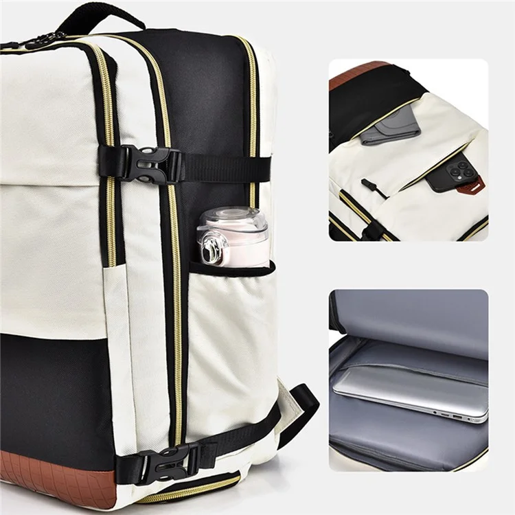 WEIXIER B706 20-35L Herren Rucksack Wasserdicht PU + Oxford-Gewebe Reise-Umhängetasche - Weiß