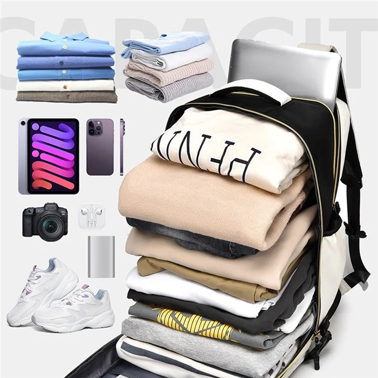 WEIXIER B706 20-35L Herren Rucksack Wasserdicht PU + Oxford-Gewebe Reise-Umhängetasche - Weiß