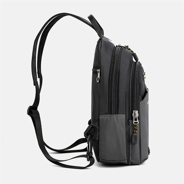 HAOSHUAI 6800 Sac de poitrine décontracté et imperméable en nylon pour hommes et femmes, mini sac à dos, 22 x 10 x 31 cm - Gris