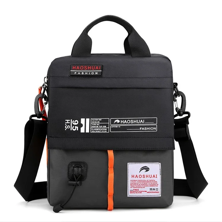 HAOSHUAI 202 Stylish Single Shoulder Messenger Bag Men Nylon Crossbody Bag, 24x9x36cm - Grey