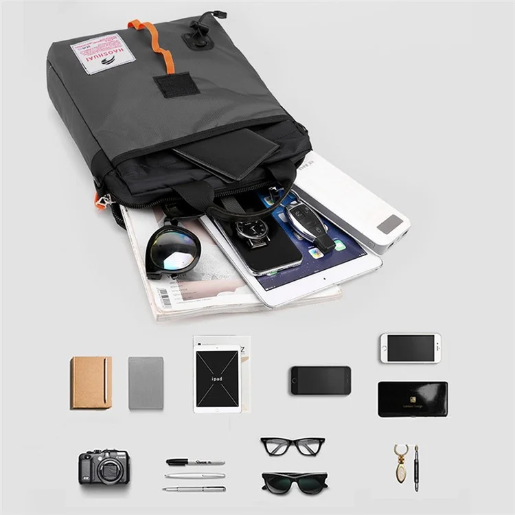 HAOSHUAI 202 Stylish Single Shoulder Messenger Bag Men Nylon Crossbody Bag, 24x9x36cm - Grey
