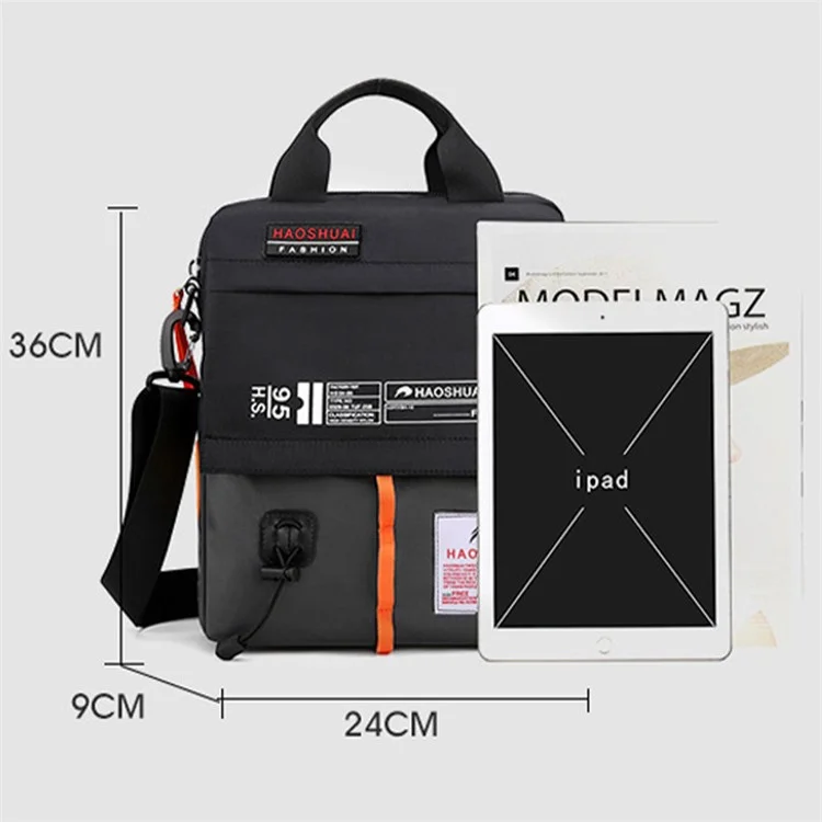 HAOSHUAI 202 Stylish Single Shoulder Messenger Bag Men Nylon Crossbody Bag, 24x9x36cm - Grey
