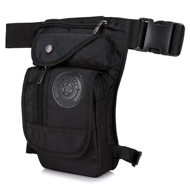 HAOSHUAI 325 Sac de Jambe Imperméable en Nylon Multifonction pour Hommes, 15x29x8cm - Noir
