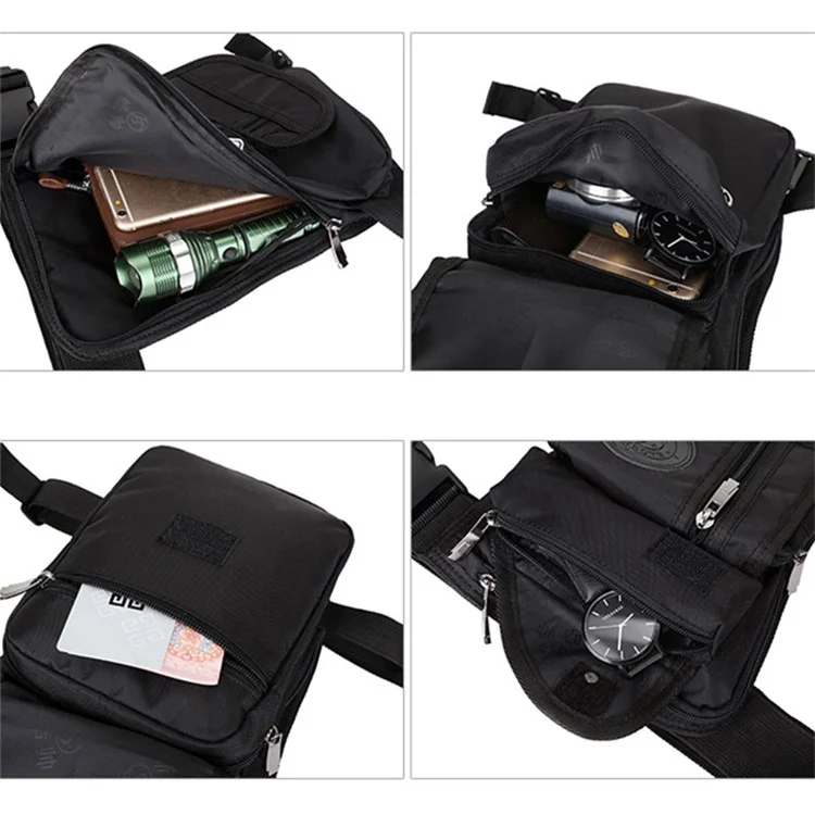 HAOSHUAI 325 Sac de Jambe Imperméable en Nylon Multifonction pour Hommes, 15x29x8cm - Noir