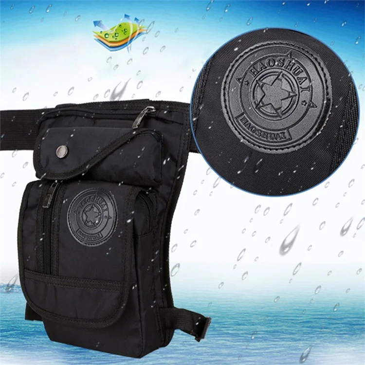 HAOSHUAI 325 Sac de Jambe Imperméable en Nylon Multifonction pour Hommes, 15x29x8cm - Noir