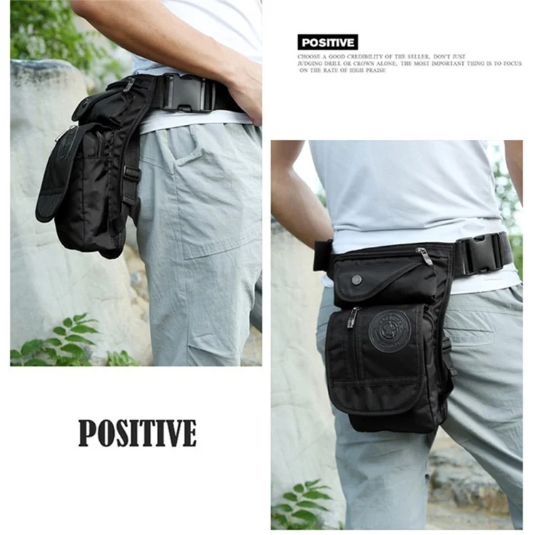 HAOSHUAI 325 Sac de Jambe Imperméable en Nylon Multifonction pour Hommes, 15x29x8cm - Noir