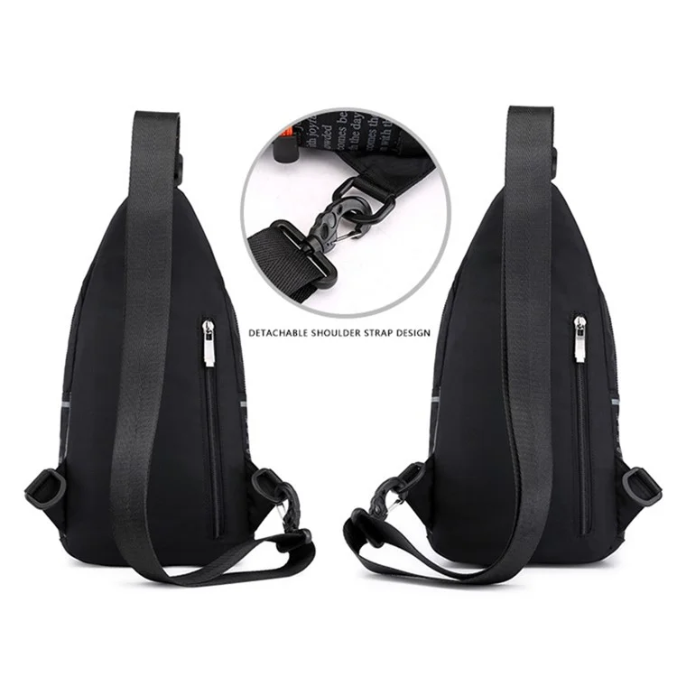 HAOSHUAI 5134 Sac de poitrine pour homme, style élégant, sac bandoulière en polyester, 17x10x34cm - Noir