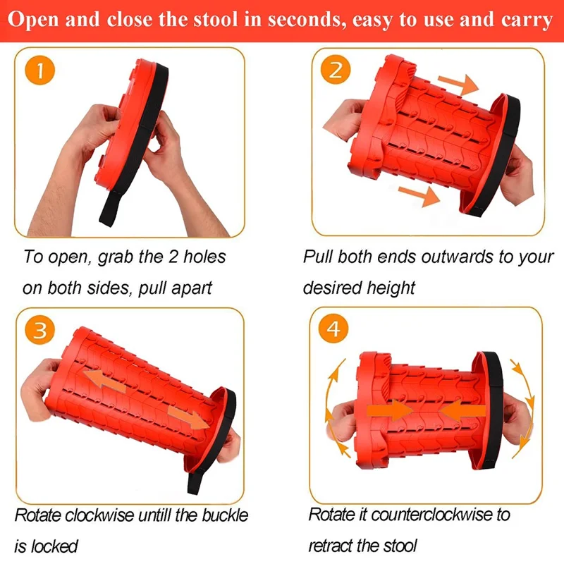 Outdoor Camping Fishing Folding Stool Portable Telescopic Chair with Shoulder Strap - Red