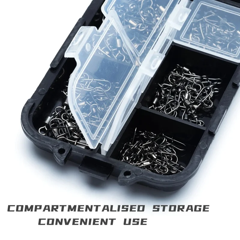 330Pcs / Box Fishing Connector Swivels Lure Snap Pin 304 Stainless Steel Swivel Rings Tackle Accessories