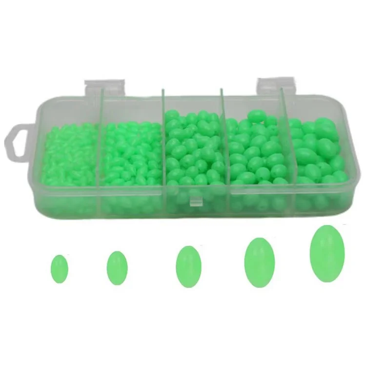 M062 375 perline luminose in plastica dura ovale Galleggianti da pesca che brillano di notte Esche da pesca Accessori da pesca