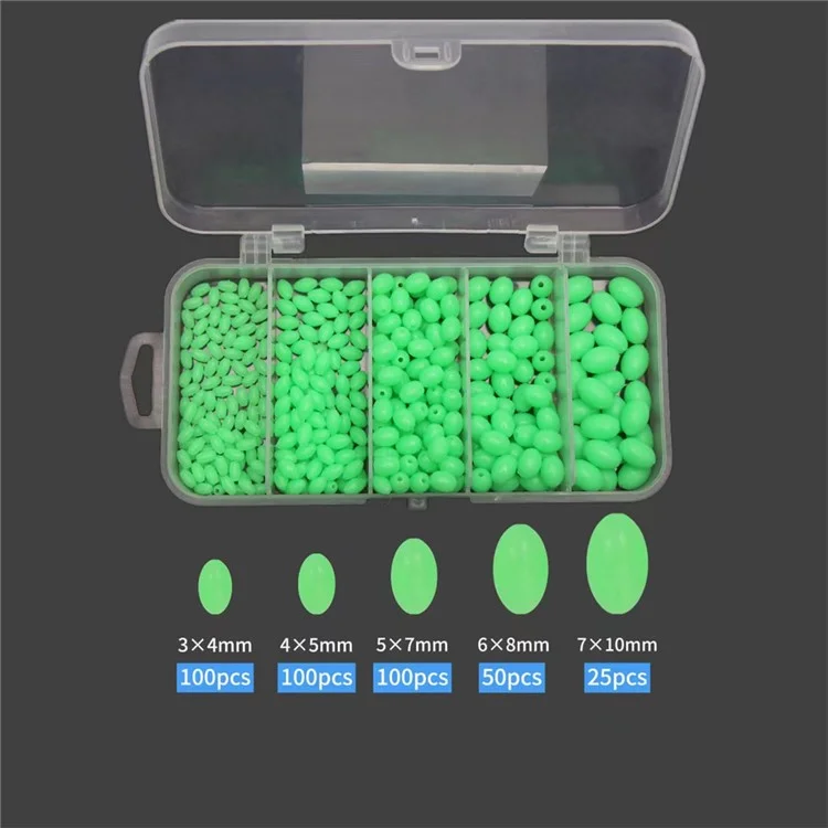 M062 375 perline luminose in plastica dura ovale Galleggianti da pesca che brillano di notte Esche da pesca Accessori da pesca
