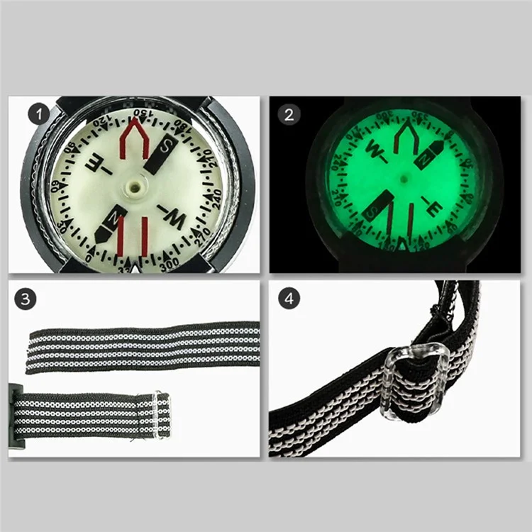 JINGU Orologio da polso con bussola impermeabile e quadrante luminoso per immersioni e navigazione - P306