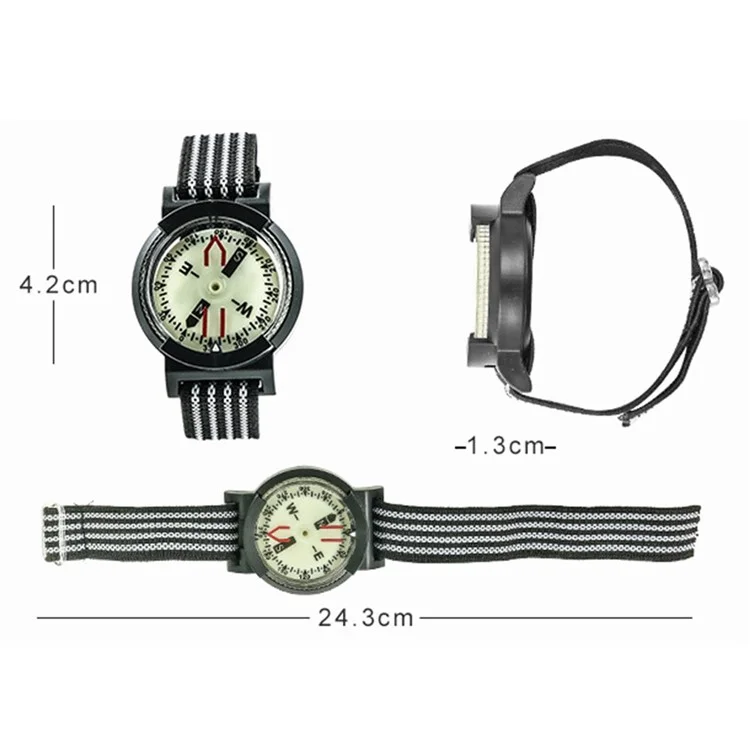 JINGU Orologio da polso con bussola impermeabile e quadrante luminoso per immersioni e navigazione - P306