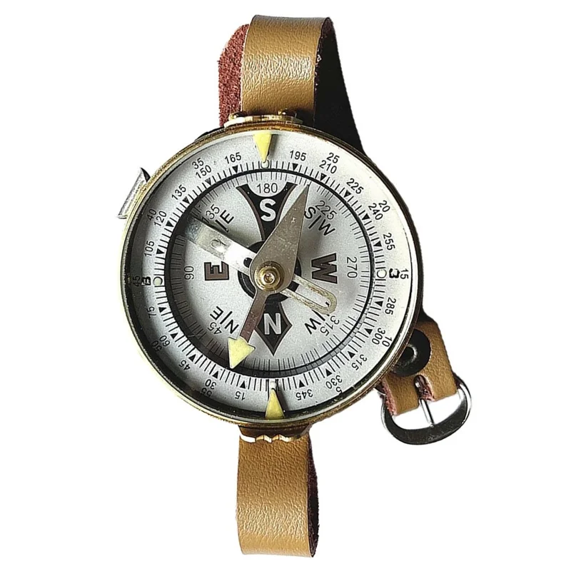 JINGU RS50 Camping Compass Watch PU Leather Strap Wearable Compass Outdoor Backpacking Tool