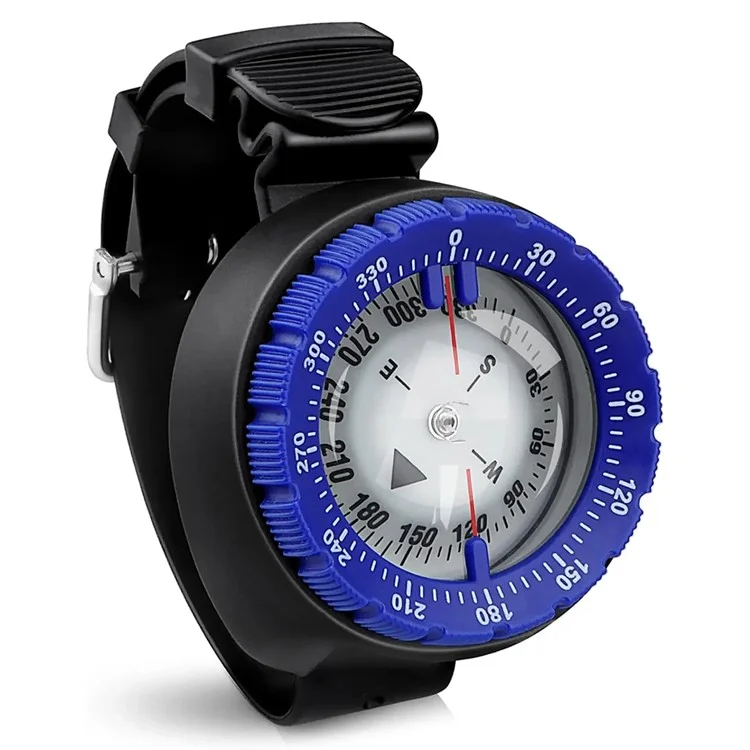 JINGU Q60B Underwater Navigation Compass Waterproof Luminous Dial Wrist Compass for Diving Swimming - Blue