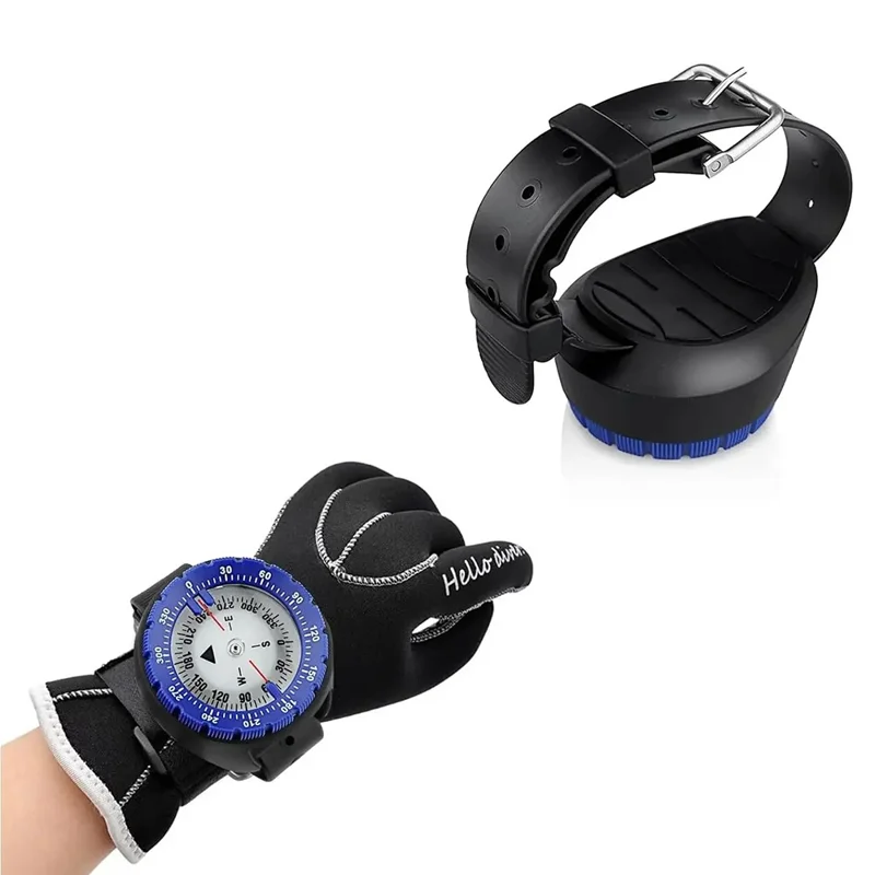 JINGU Q60B Underwater Navigation Compass Waterproof Luminous Dial Wrist Compass for Diving Swimming - Blue