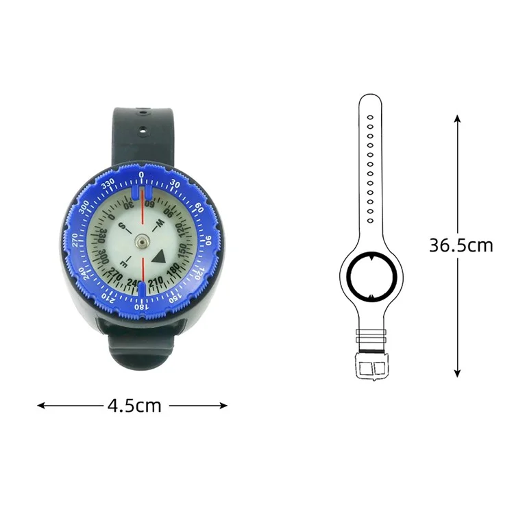 JINGU Q60B Underwater Navigation Compass Waterproof Luminous Dial Wrist Compass for Diving Swimming - Blue