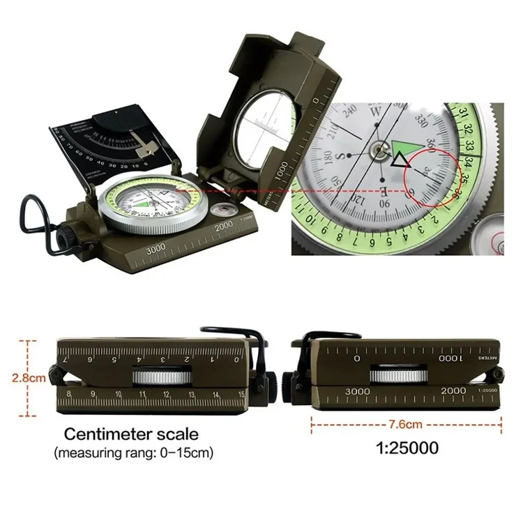 JINGU K4074 Survival Compass Portable Digital Compass Navigation Equipment for Outdoor Camping Hiking - Army Green