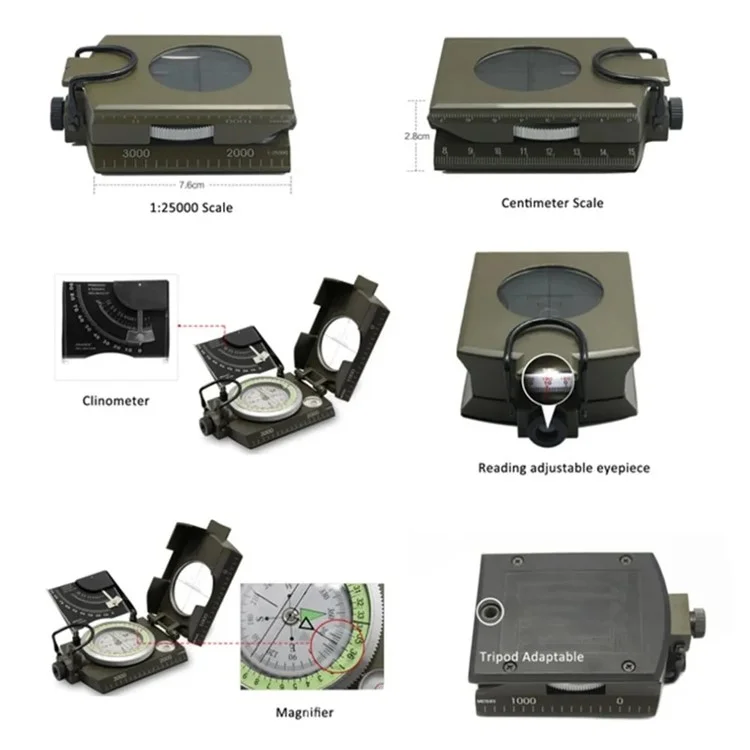 JINGU K4074 Survival Compass Portable Digital Compass Navigation Equipment for Outdoor Camping Hiking - Army Green
