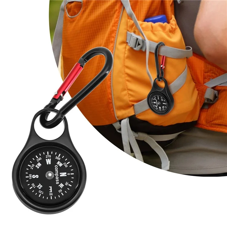 JINGU X301 Camping Compass with Carabiner Zinc Alloy Outdoor Compass for Hiking Backpacking