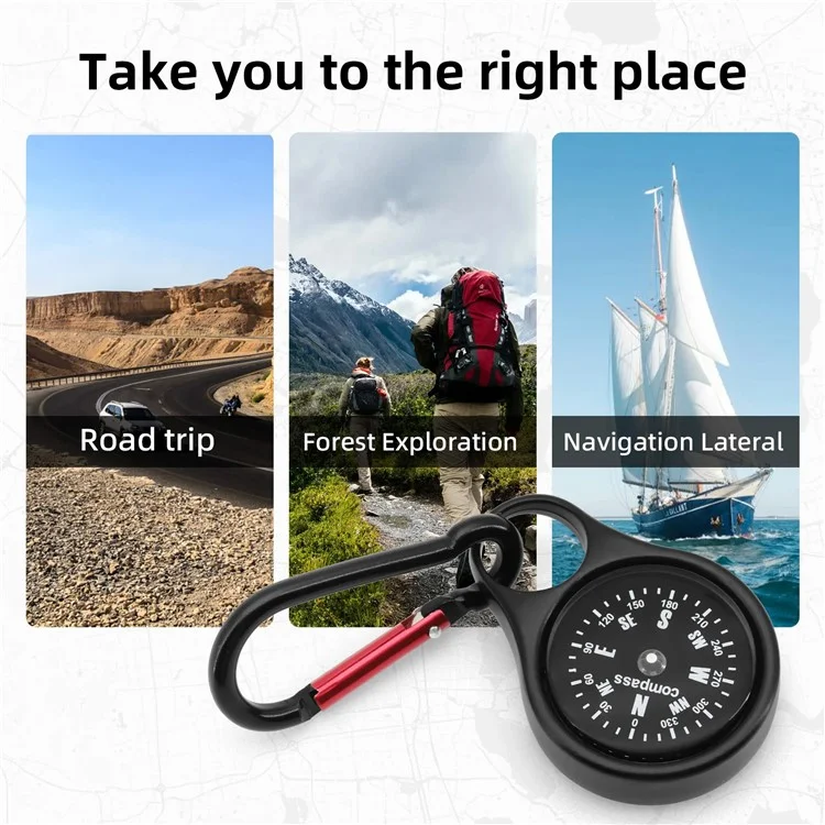 JINGU X301 Camping Compass with Carabiner Zinc Alloy Outdoor Compass for Hiking Backpacking