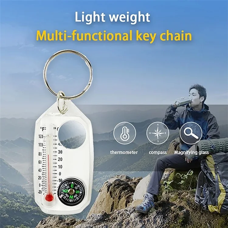 JINGU 2 em 1 Bússola Portátil Outdoor Mini Chaveiro Termômetro Ferramenta de Camping - K102
