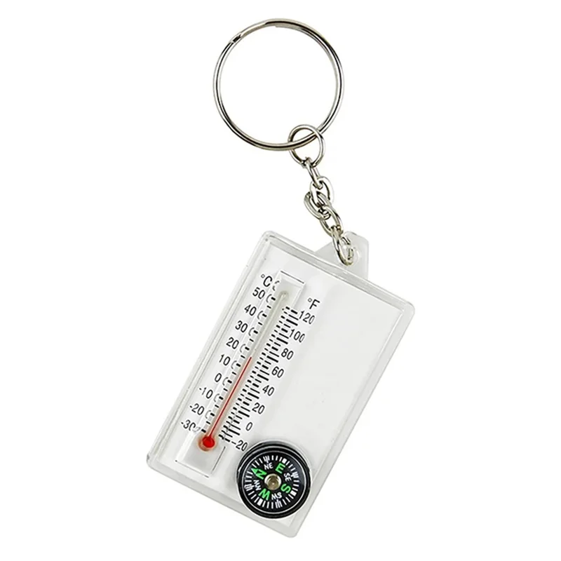 JINGU 2-in-1 Portable Outdoor Compass Mini Keychain Thermometer Camping Tool - K101
