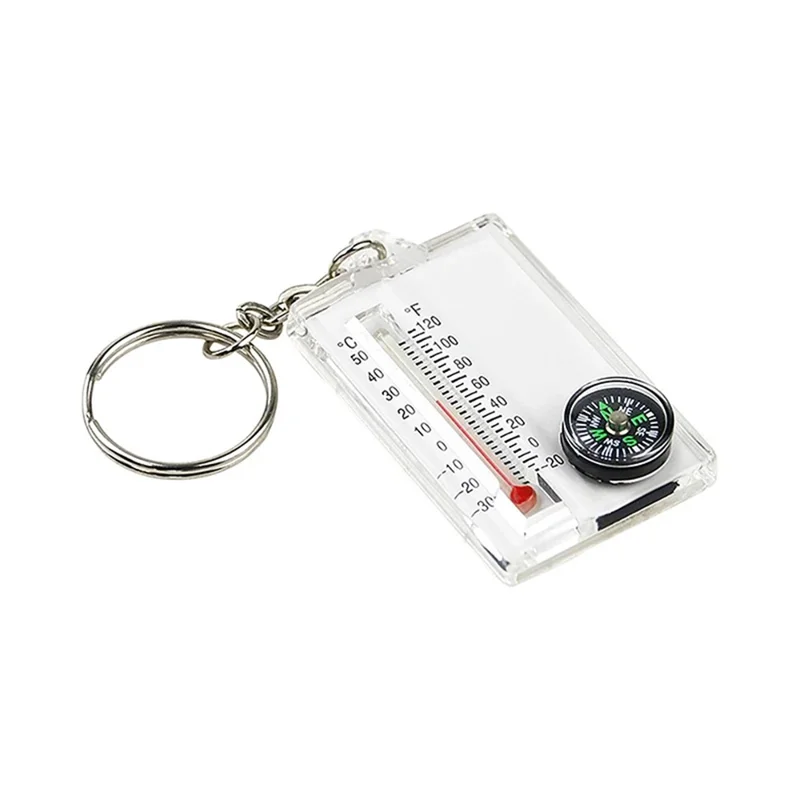 JINGU 2-in-1 Portable Outdoor Compass Mini Keychain Thermometer Camping Tool - K101