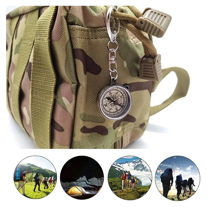 JINGU C25X Camping Compass Vintage Zinc Alloy Pocket Keychain for Outdoor Navigation Tool