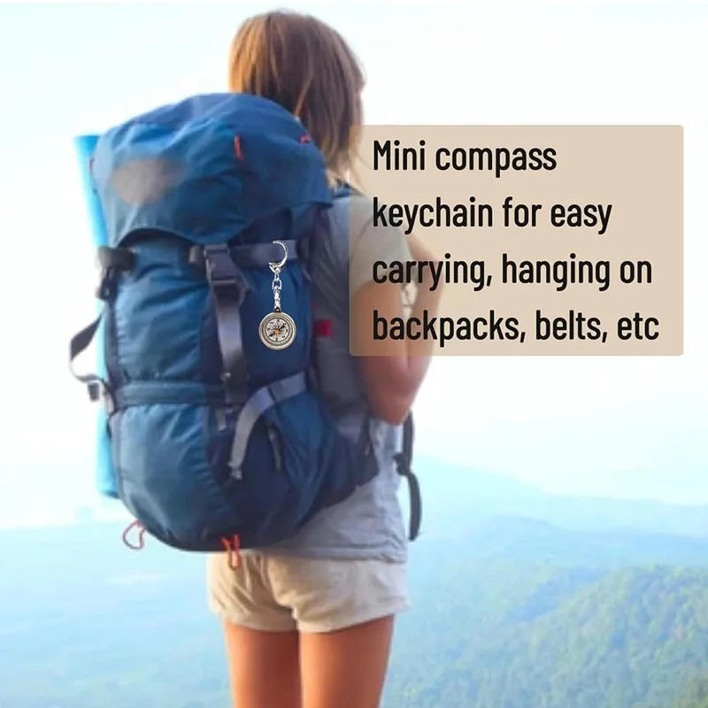 JINGU C25X Camping Compass Vintage Zinc Alloy Pocket Keychain for Outdoor Navigation Tool