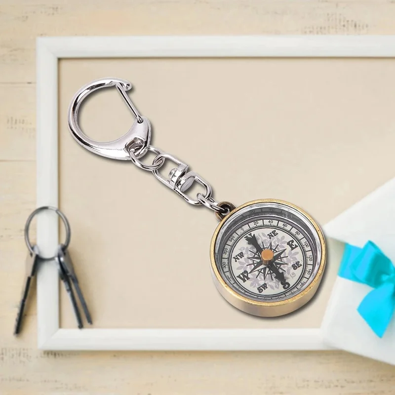 JINGU C25X Camping Compass Vintage Zinc Alloy Pocket Keychain for Outdoor Navigation Tool