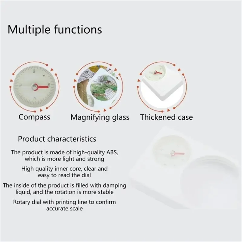 JINGU F2-1 2-in-1 Multifunctional Outdoor Compass Navigation Tool with Magnifying Glass for Camping Hiking