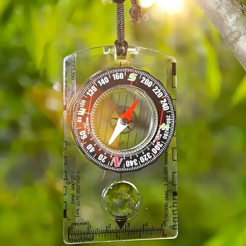JINGU DC361 Waterproof Orienteering Compass for Map Reading Outdoor Camping Hiking Baseplate Compass - Transparent