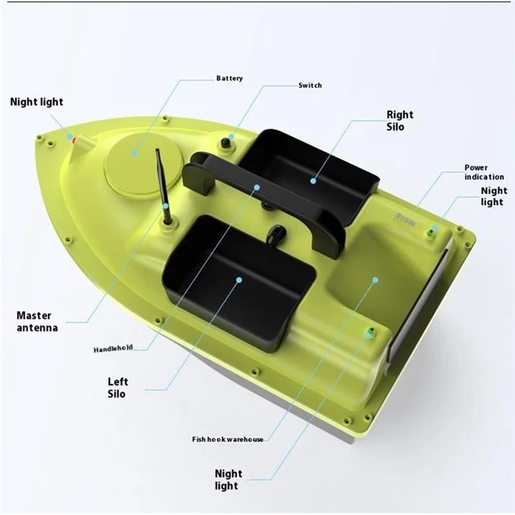 D18B 3 Köderplätze GPS-Positionierung Angelfutterboot für Seen und Flüsse 500m Fernsteuerung (CE-zertifiziert) - US-Stecker