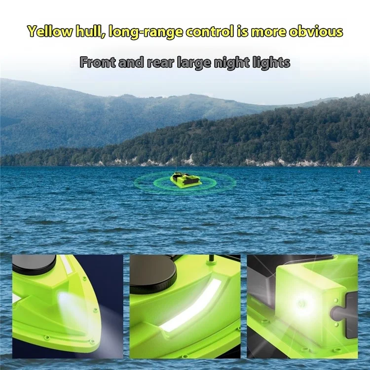 D19Y 4 Bait Slot GPS Positioning Fishing Bait Boat 600M Remote Control for River / Lake, with Light (CE Certified) - EU Plug